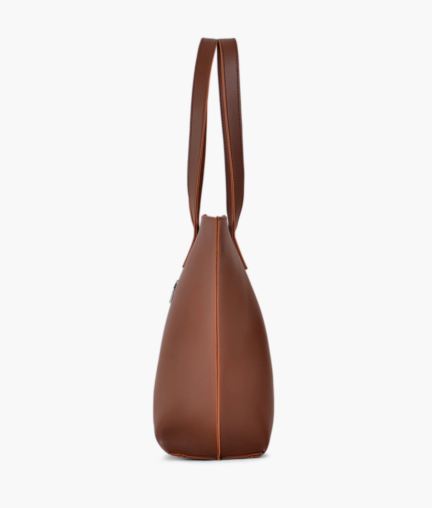 Brown long handle tote bag