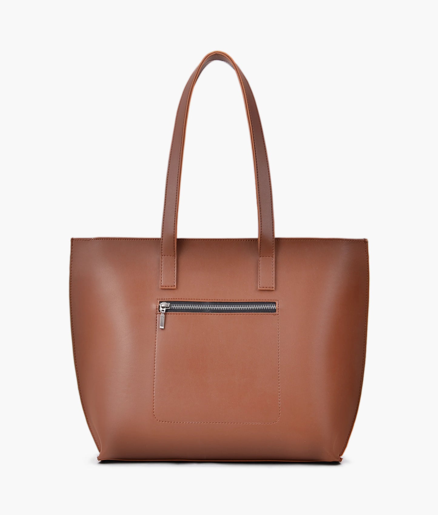 Brown long handle tote bag